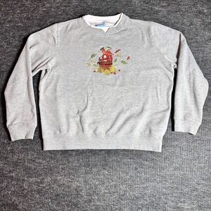 Vintage Comfort Corner Gray Cat Embroidered Sweatshirt Crew-neck Women Large L